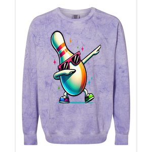 Bowling Pin Dabbing Sunglasses Bowler Player Colorblast Crewneck Sweatshirt