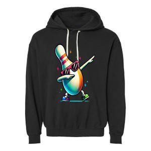 Bowling Pin Dabbing Sunglasses Bowler Player Garment-Dyed Fleece Hoodie