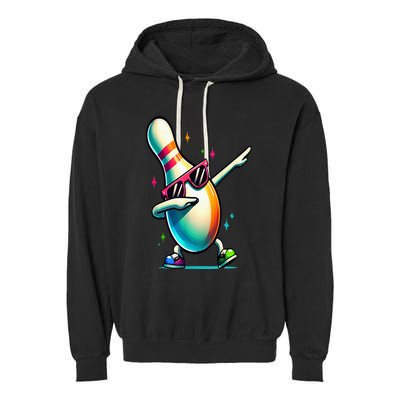 Bowling Pin Dabbing Sunglasses Bowler Player Garment-Dyed Fleece Hoodie