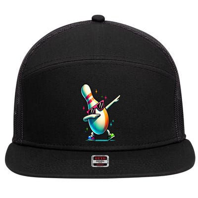Bowling Pin Dabbing Sunglasses Bowler Player 7 Panel Mesh Trucker Snapback Hat