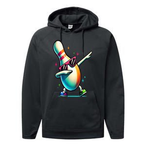 Bowling Pin Dabbing Sunglasses Bowler Player Performance Fleece Hoodie