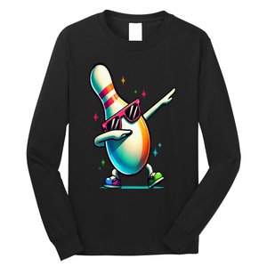 Bowling Pin Dabbing Sunglasses Bowler Player Long Sleeve Shirt