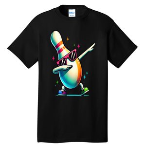 Bowling Pin Dabbing Sunglasses Bowler Player Tall T-Shirt