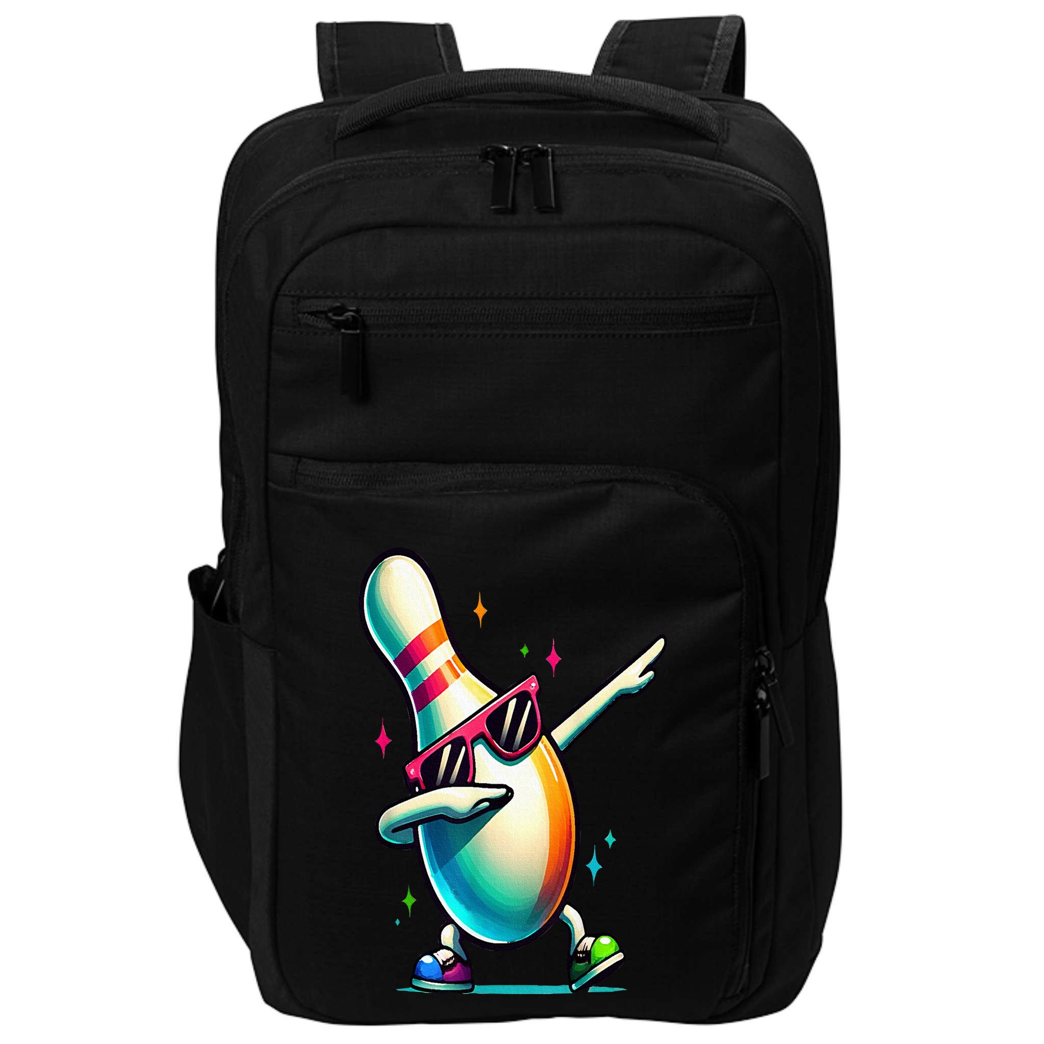 Bowling Pin Dabbing Sunglasses Bowler Player Impact Tech Backpack