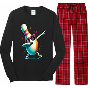 Bowling Pin Dabbing Sunglasses Bowler Player Long Sleeve Pajama Set