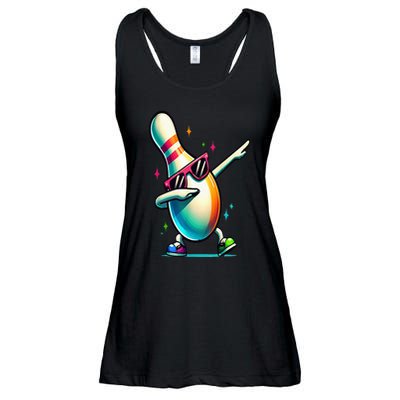 Bowling Pin Dabbing Sunglasses Bowler Player Ladies Essential Flowy Tank