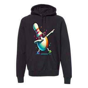 Bowling Pin Dabbing Sunglasses Bowler Player Premium Hoodie