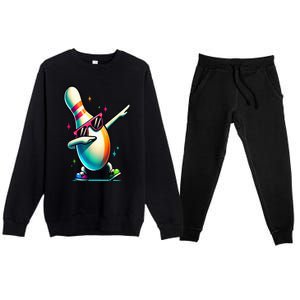 Bowling Pin Dabbing Sunglasses Bowler Player Premium Crewneck Sweatsuit Set