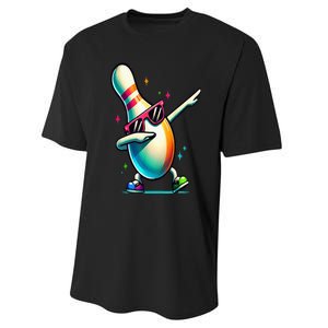 Bowling Pin Dabbing Sunglasses Bowler Player Performance Sprint T-Shirt