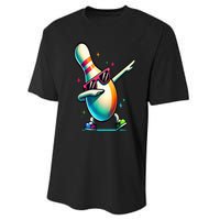 Bowling Pin Dabbing Sunglasses Bowler Player Performance Sprint T-Shirt