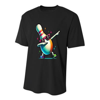 Bowling Pin Dabbing Sunglasses Bowler Player Youth Performance Sprint T-Shirt