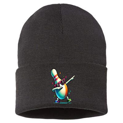 Bowling Pin Dabbing Sunglasses Bowler Player Sustainable Knit Beanie