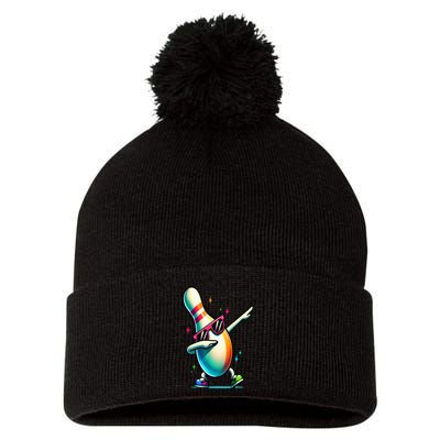 Bowling Pin Dabbing Sunglasses Bowler Player Pom Pom 12in Knit Beanie