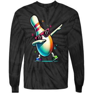 Bowling Pin Dabbing Sunglasses Bowler Player Tie-Dye Long Sleeve Shirt