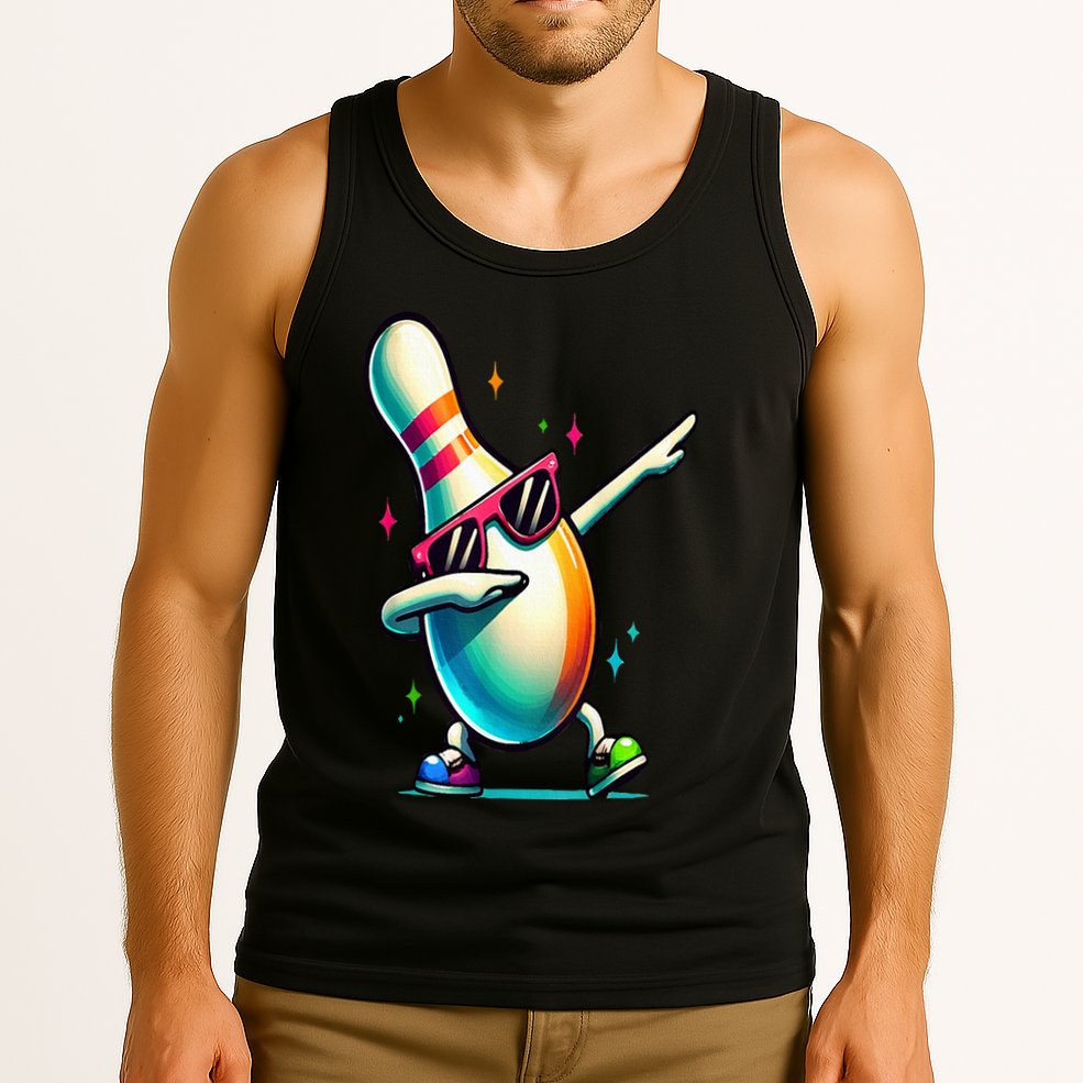 Bowling Pin Dabbing Sunglasses Bowler Player Tank Top