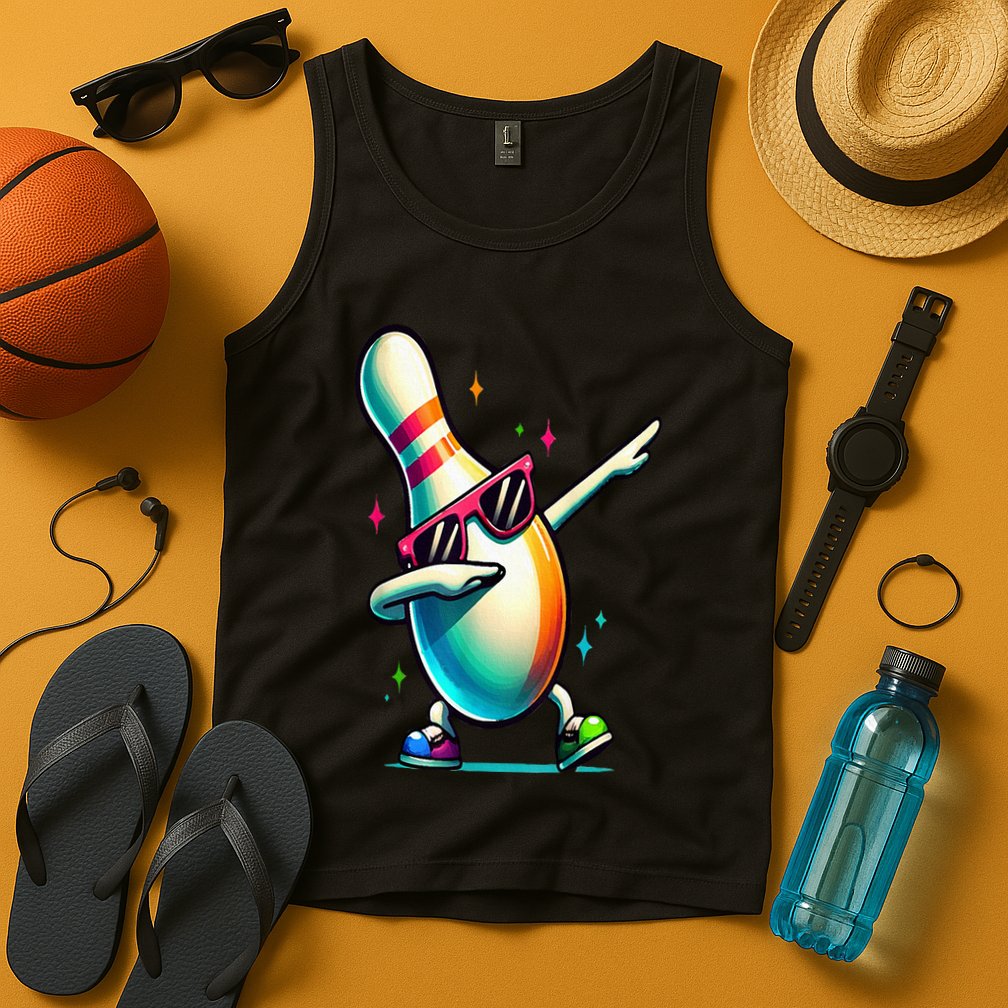 Bowling Pin Dabbing Sunglasses Bowler Player Tank Top