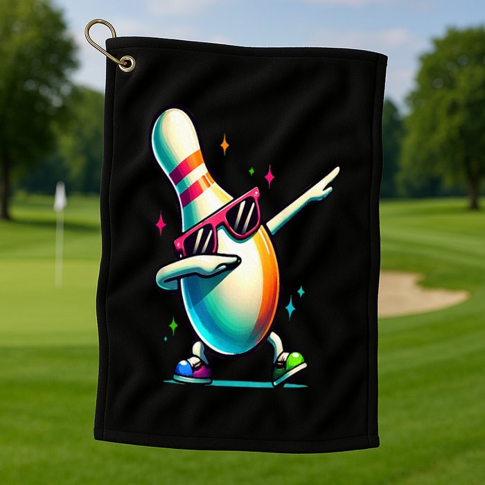 Bowling Pin Dabbing Sunglasses Bowler Player Golf Towel