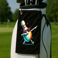 Bowling Pin Dabbing Sunglasses Bowler Player Golf Towel