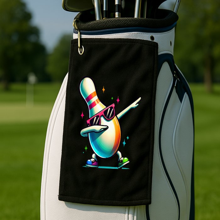 Bowling Pin Dabbing Sunglasses Bowler Player Golf Towel