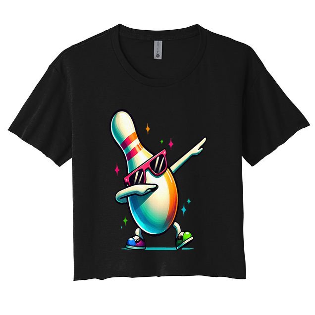 Bowling Pin Dabbing Sunglasses Bowler Player Crop Top