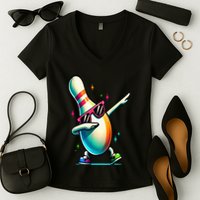 Bowling Pin Dabbing Sunglasses Bowler Player Women's V-Neck T-Shirt