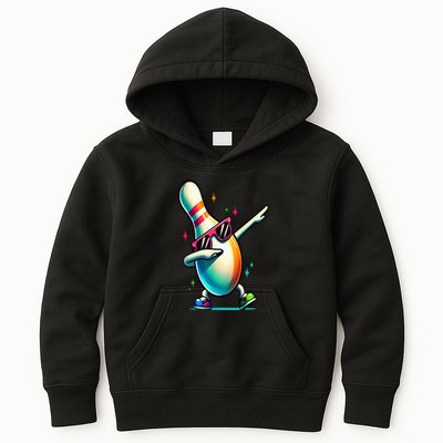 Bowling Pin Dabbing Sunglasses Bowler Player Kids Hoodie