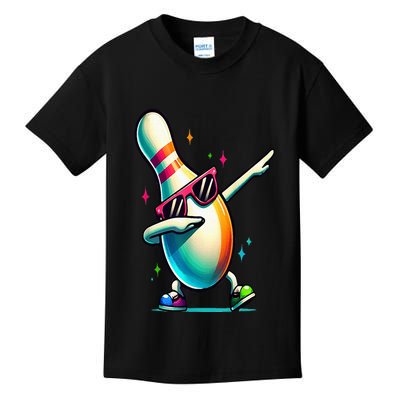 Bowling Pin Dabbing Sunglasses Bowler Player Kids T-Shirt