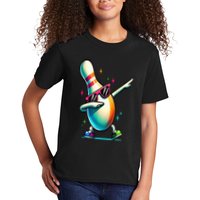 Bowling Pin Dabbing Sunglasses Bowler Player Kids T-Shirt