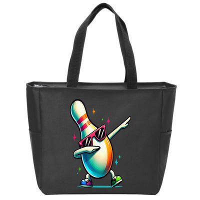 Bowling Pin Dabbing Sunglasses Bowler Player Zip Tote Bag