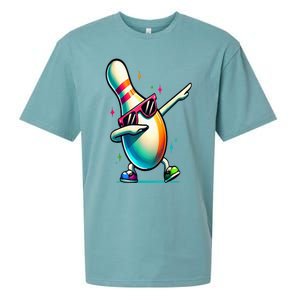 Bowling Pin Dabbing Sunglasses Bowler Player Sueded Cloud Jersey T-Shirt