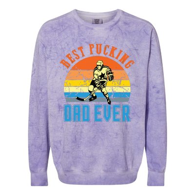 Best Pucking DAD Vintage Retro Fathers Day Gif Colorblast Crewneck Sweatshirt