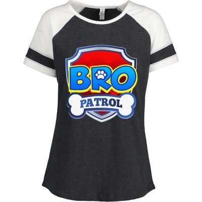 Bro Patrol Dog Funny Gift Birthday Party Enza Ladies Jersey Colorblock Tee