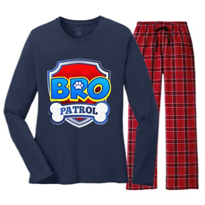 Bro Patrol Dog Funny Gift Birthday Party Women's Long Sleeve Flannel Pajama Set 