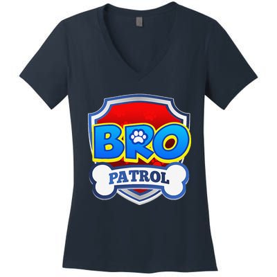 Bro Patrol Dog Funny Gift Birthday Party Women's V-Neck T-Shirt