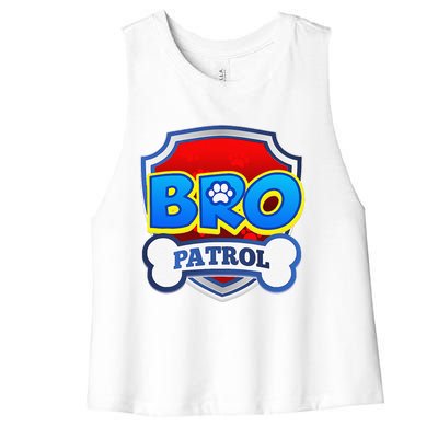 Bro Patrol Dog Funny Gift Birthday Party Women's Racerback Cropped Tank