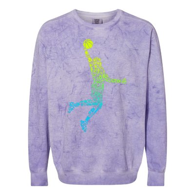 Basketball Players Dunking Colorblast Crewneck Sweatshirt