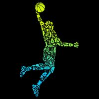 Basketball Players Dunking Flexfit Unipanel Trucker Cap