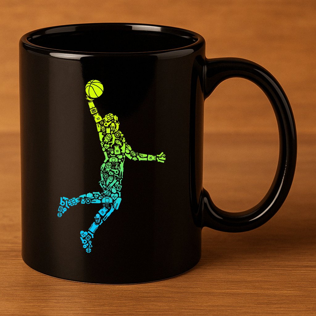 Basketball Players Dunking 11oz C Handle Ceramic Mug