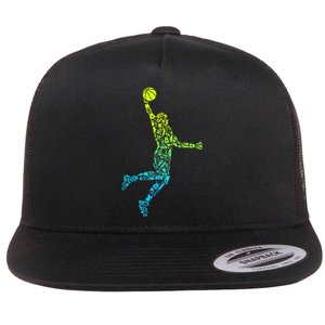 Basketball Players Dunking Flat Bill Trucker Hat