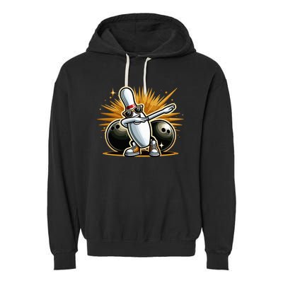 Bowling Pin Dabbing Sunglasses Bowler Player Garment-Dyed Fleece Hoodie