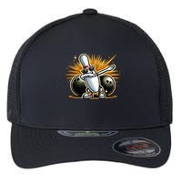 Bowling Pin Dabbing Sunglasses Bowler Player Flexfit Unipanel Trucker Cap