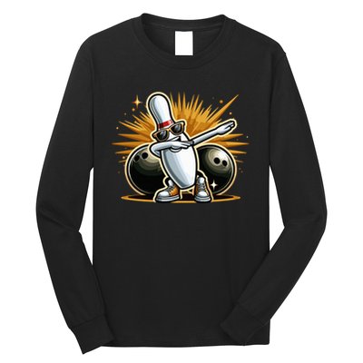 Bowling Pin Dabbing Sunglasses Bowler Player Long Sleeve Shirt