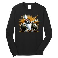 Bowling Pin Dabbing Sunglasses Bowler Player Long Sleeve Shirt