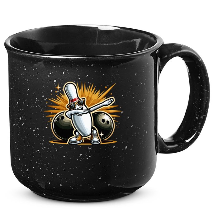 Bowling Pin Dabbing Sunglasses Bowler Player 15oz Campfire Ceramic Mug