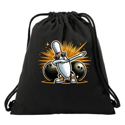 Bowling Pin Dabbing Sunglasses Bowler Player Drawstring Bag