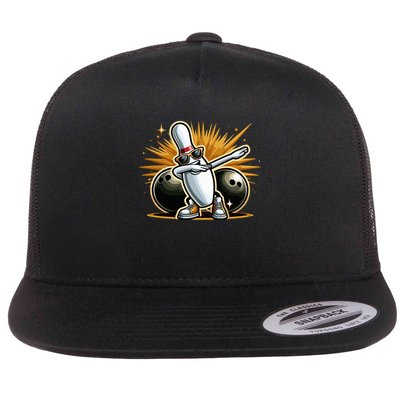 Bowling Pin Dabbing Sunglasses Bowler Player Flatbill Hat