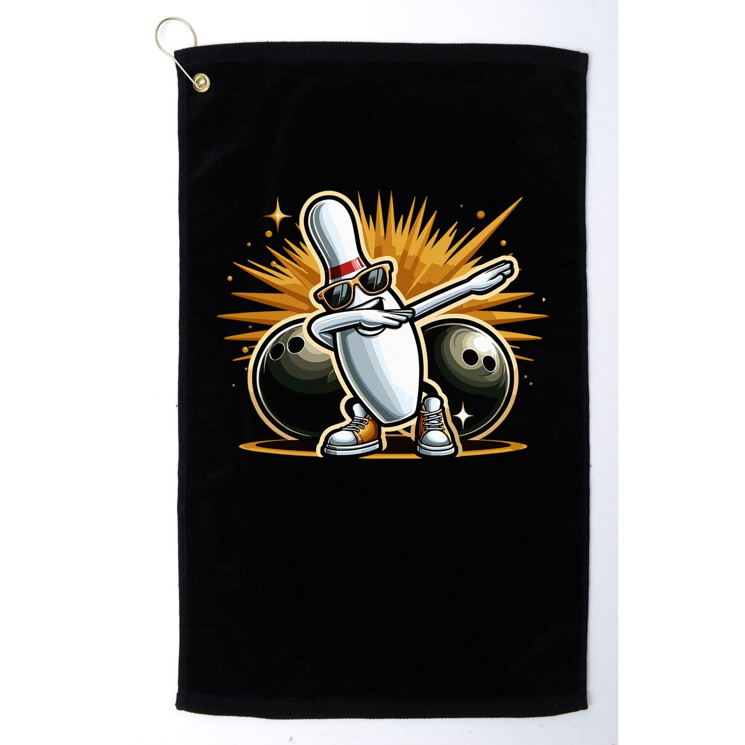 Bowling Pin Dabbing Sunglasses Bowler Player Golf Towel