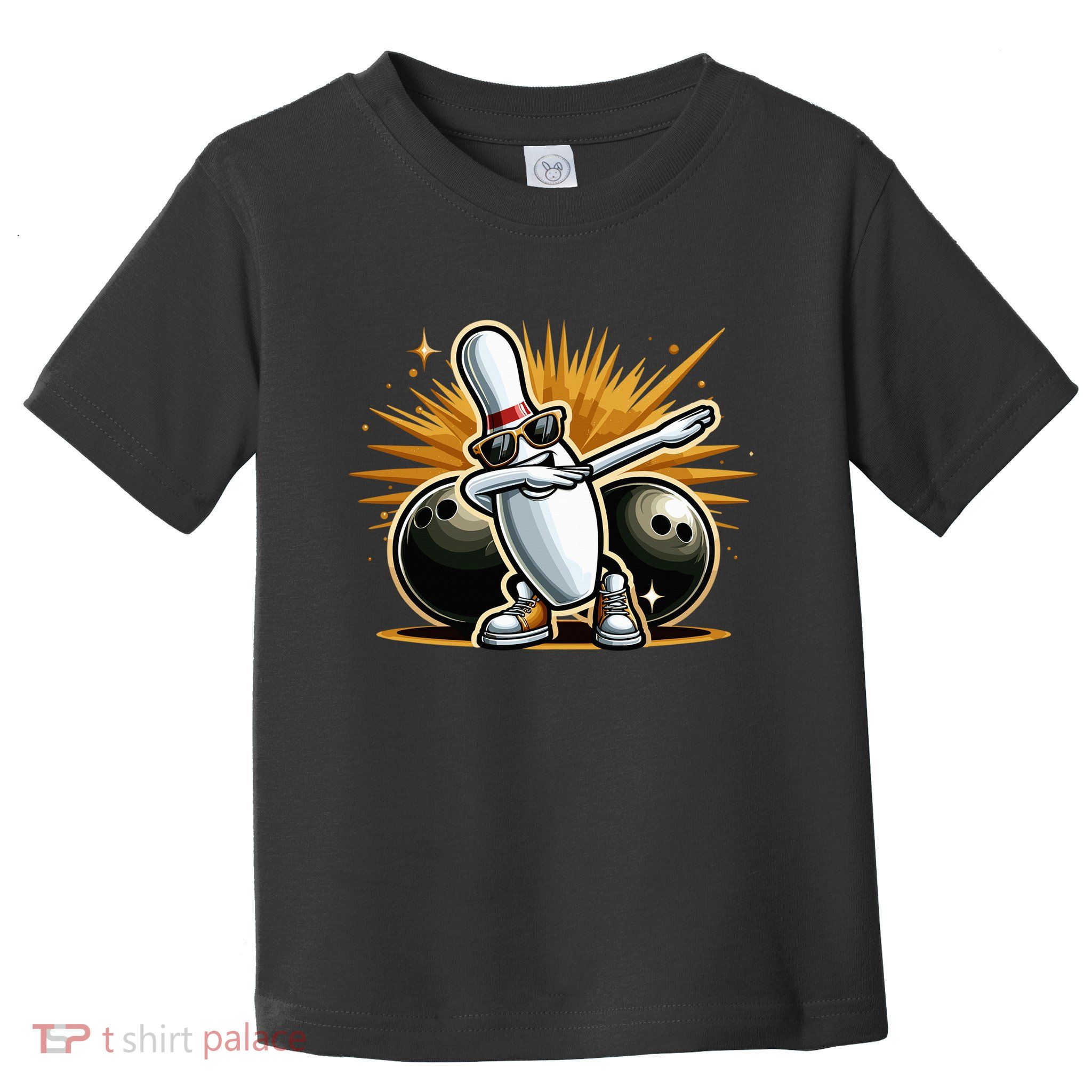 Bowling Pin Dabbing Sunglasses Bowler Player Toddler T-Shirt