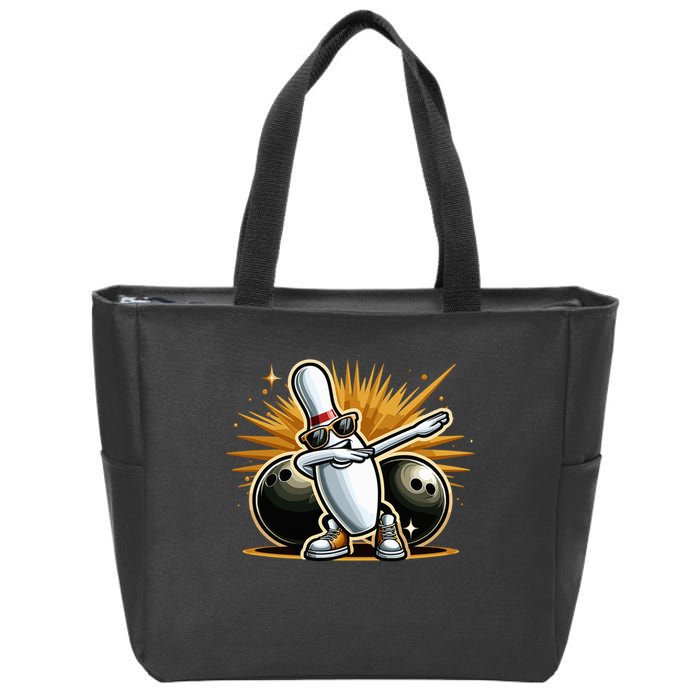 Bowling Pin Dabbing Sunglasses Bowler Player Zip Tote Bag