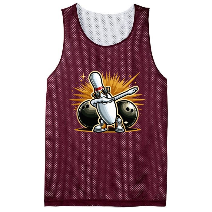 Bowling Pin Dabbing Sunglasses Bowler Player Mesh Reversible Basketball Jersey Tank